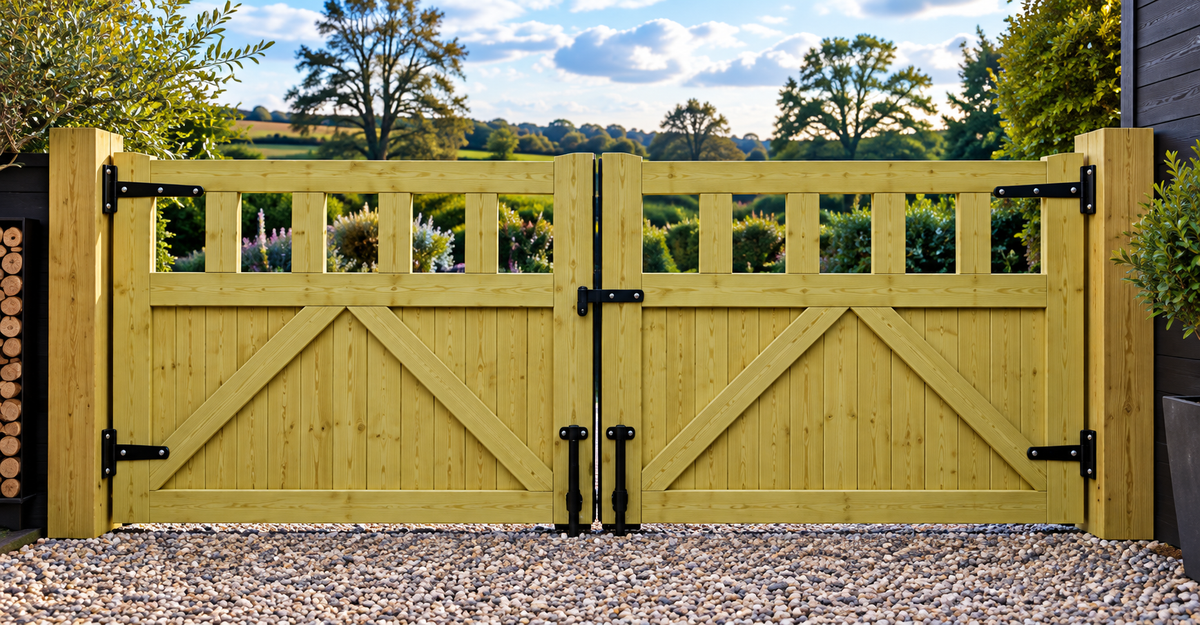 TimberForge Cottage Style Wooden Driveway Gates 90 cm High MULTIPLE WIDTH