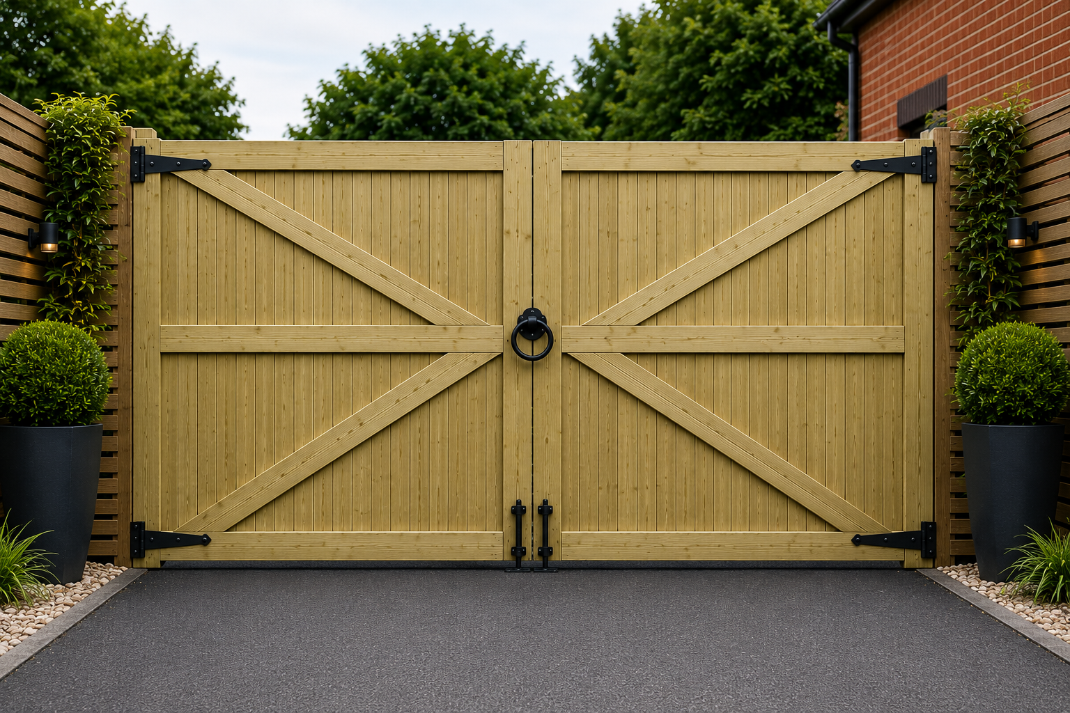 T&G Wooden Driveway Gates –  Double Gates | 180cm High | Multiple Widths