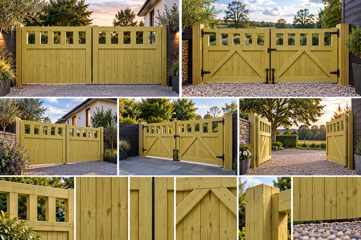 TimberForge Cottage Style Wooden Driveway Gates 90 cm High MULTIPLE WIDTH