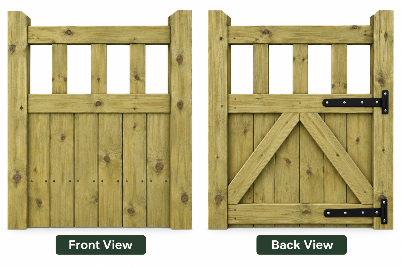 Cottage Style Wooden Garden Gate – Pressure Treated Timber - 3 FOOT