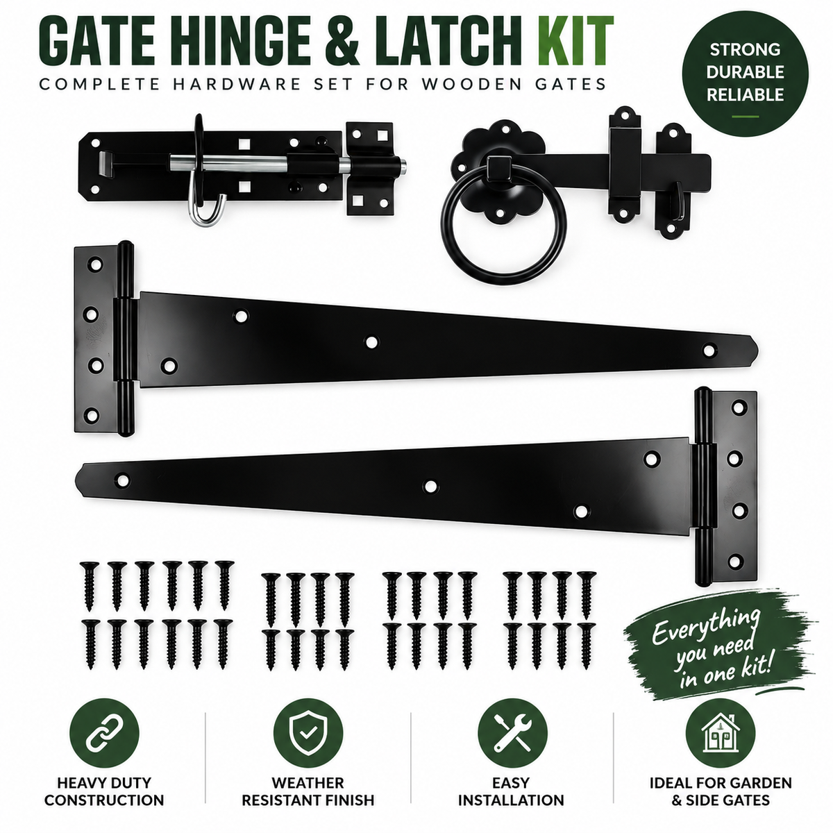 Heavy Duty Gate Hinge & Latch Kit