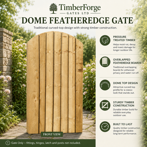 Dome Top Feather Edge Garden Gate 180 cm High(6ft) Pressure Treated Timber