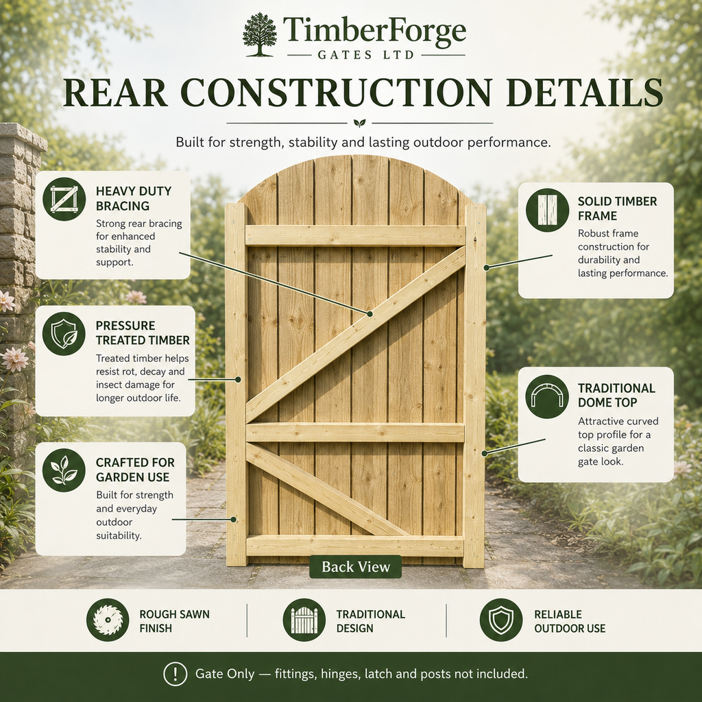 Dome Top Feather Edge Garden Gate 180 cm High(6ft) Pressure Treated Timber