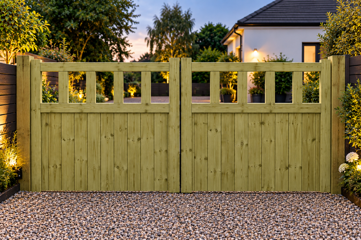 TimberForge Cottage Style Wooden Driveway Gates 90 cm High MULTIPLE WIDTH