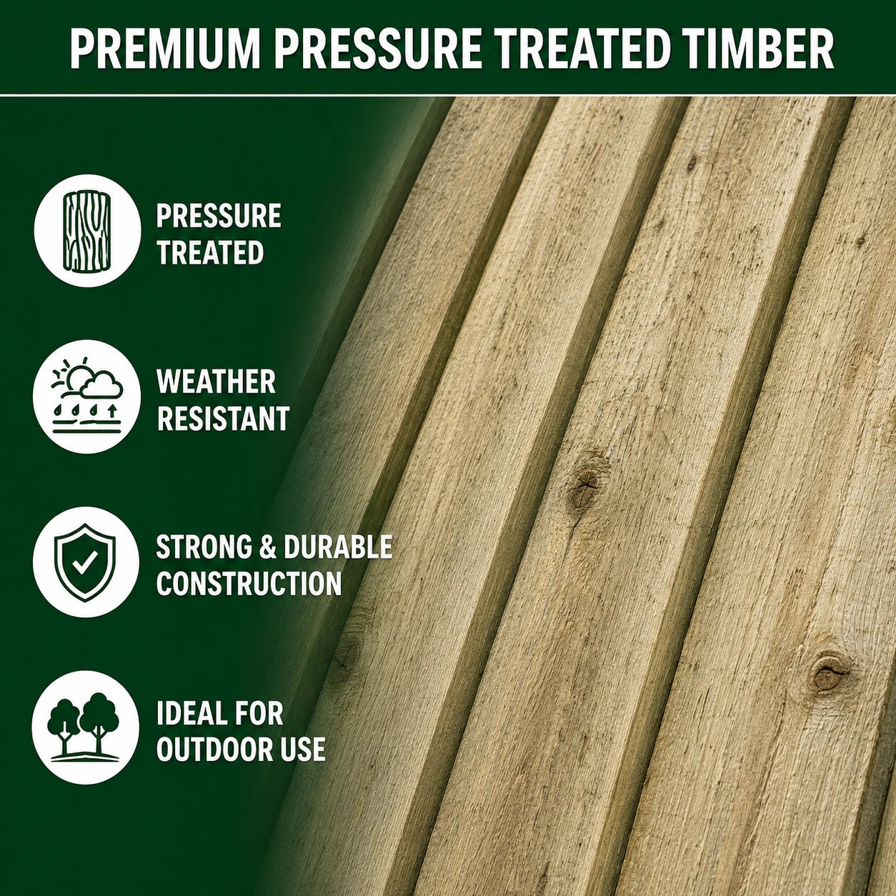 Flat Top Feather Edge Garden Gate 180 cm High(6ft) Pressure Treated Timber