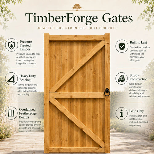 Flat Top Feather Edge Garden Gate 180 cm High(6ft) Pressure Treated Timber